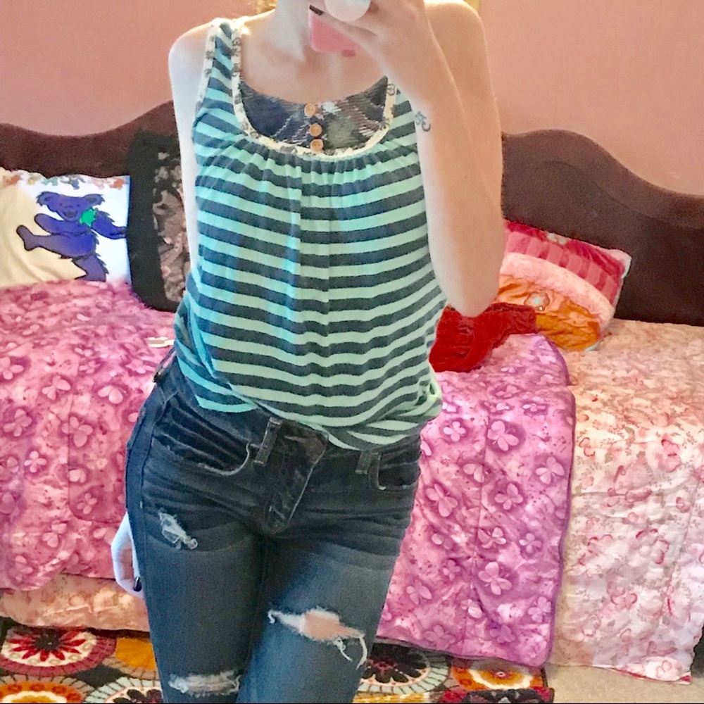 y2k retro boho unique Scrapbook striped top